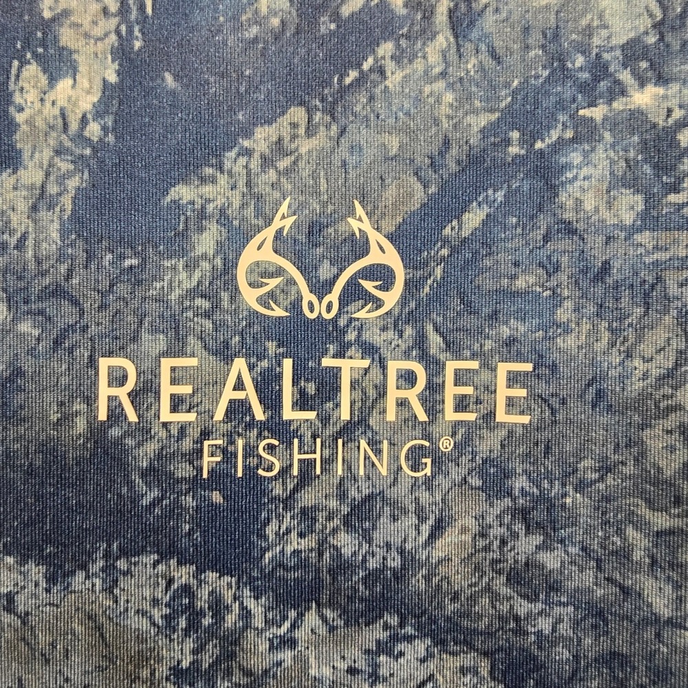 Realtree Fishing Mens Blue Aspect Camo Long Sleeve Performance Shirt Large L